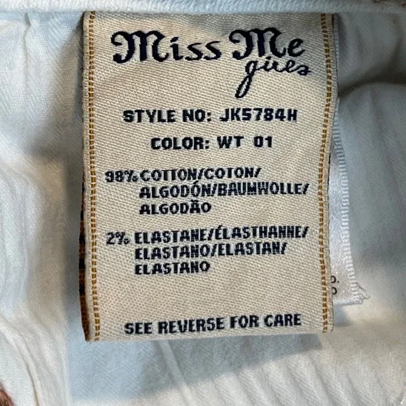 Miss Me Girls White Denim Cutoff Shorts Embroidered Rhinestone Size 16 26X3 - Picture 6 of 11